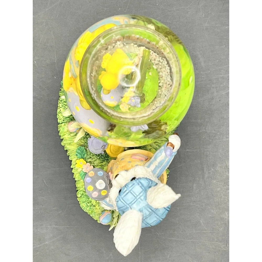 Easter Bunny Painter Water Globe and Lying Rabbit‎ Figurine Set Pastel Decor